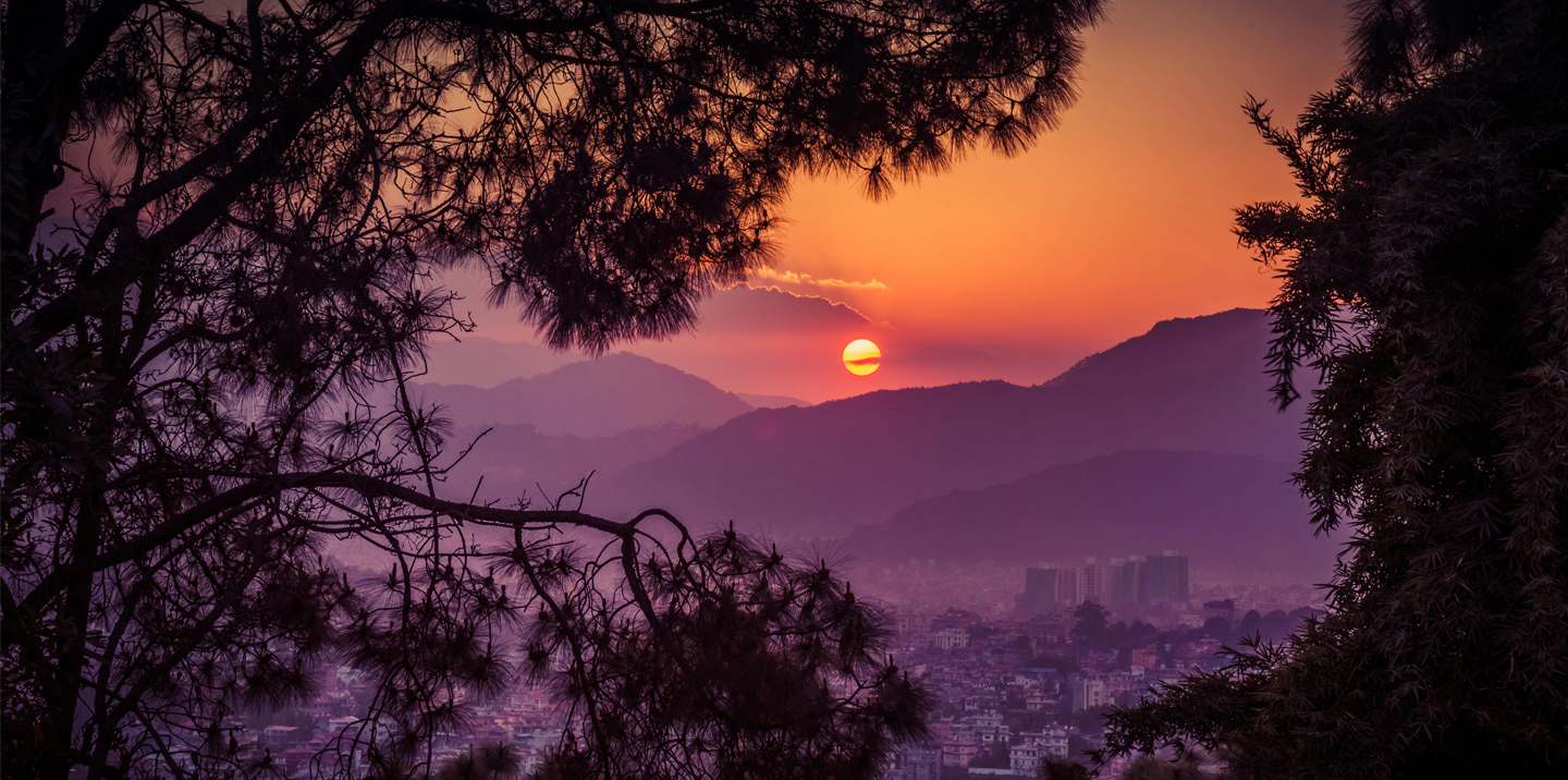 Illustrative image of a cityscape sunset